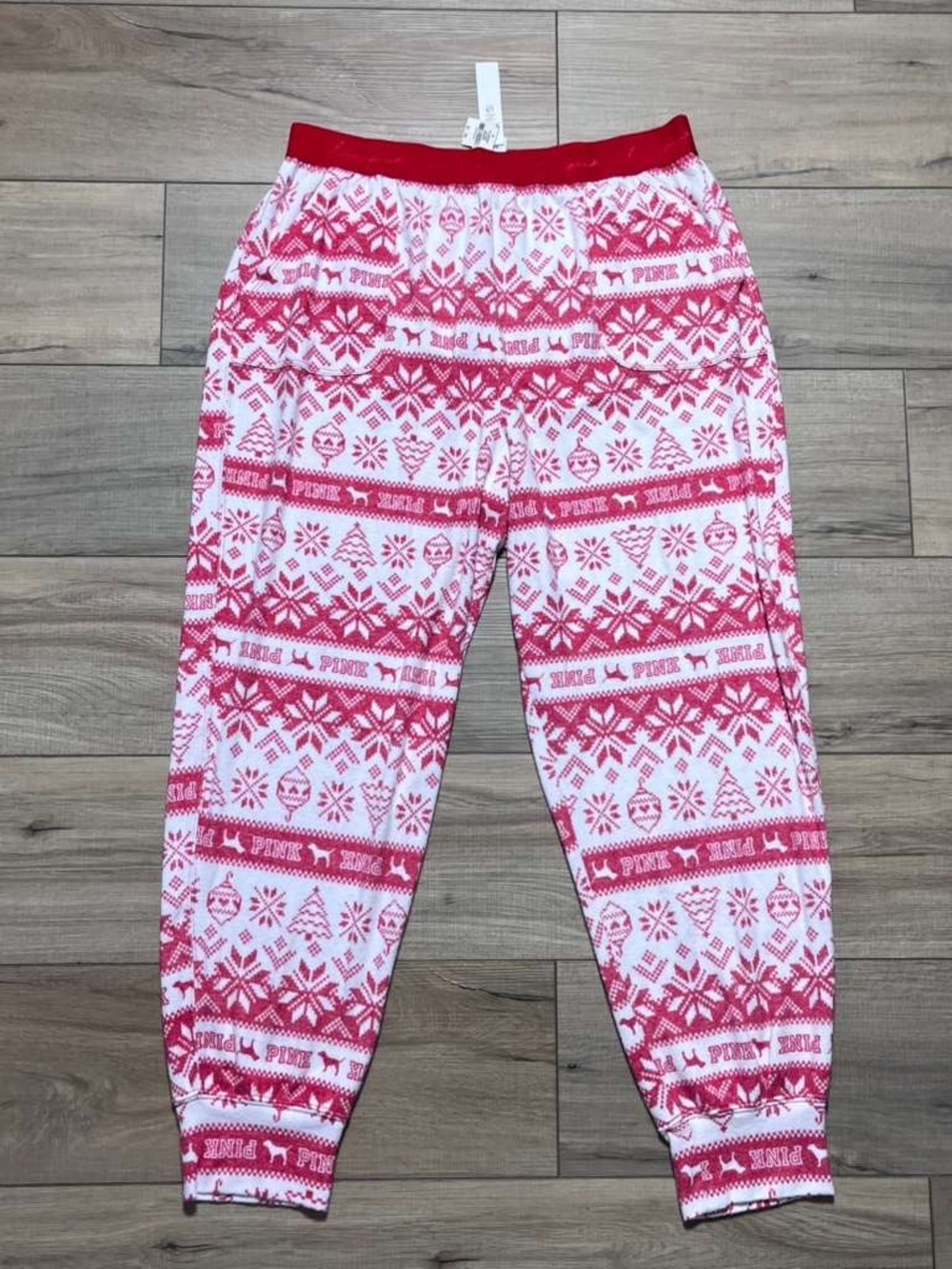 PINK Victorias Secret Womens Fair Isle Christmas Holiday Pajama Pants Size XL